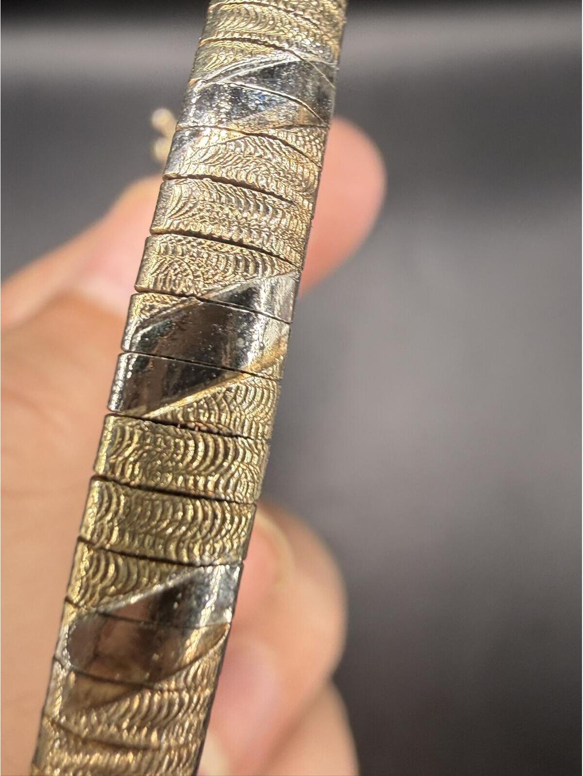 Vintage Italian Sterling Silver GoldPlated Textured Link Bracelet  925 Italy
